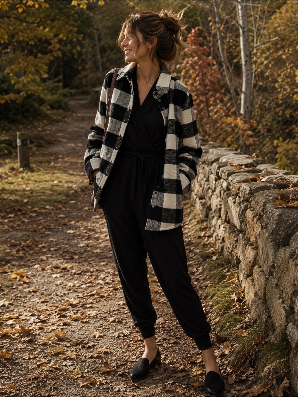 Steve Madden Black and White Plaid Coat